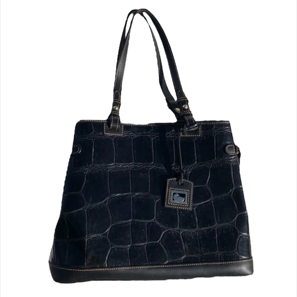 Dooney & Bourke Handbags - Dooney & Bourke Croc Embossed Leather Tote Bag & Coin Purse Black